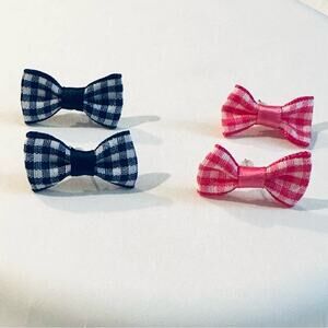 Gingham Bow Stud Earrings 2 pair